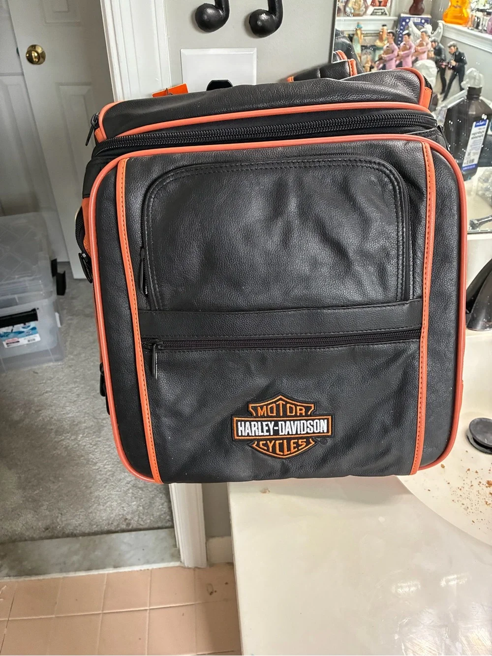Harley-Davidson Black and Orange Travel Backpack Bag New With Tags